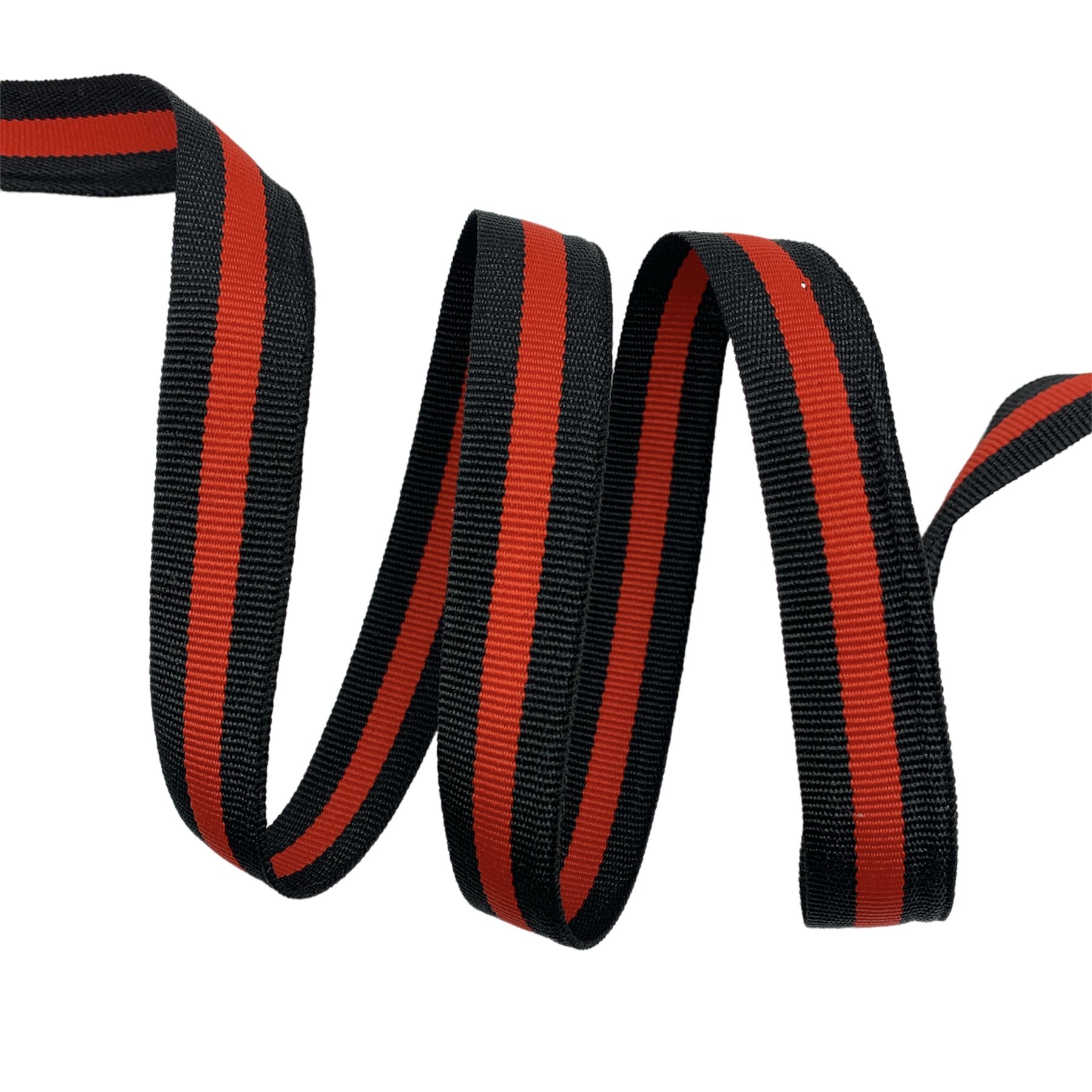 Fita Galão Gorgurão Bicolor BIC - 50 Metros - 15MM, Preto/Vermelho