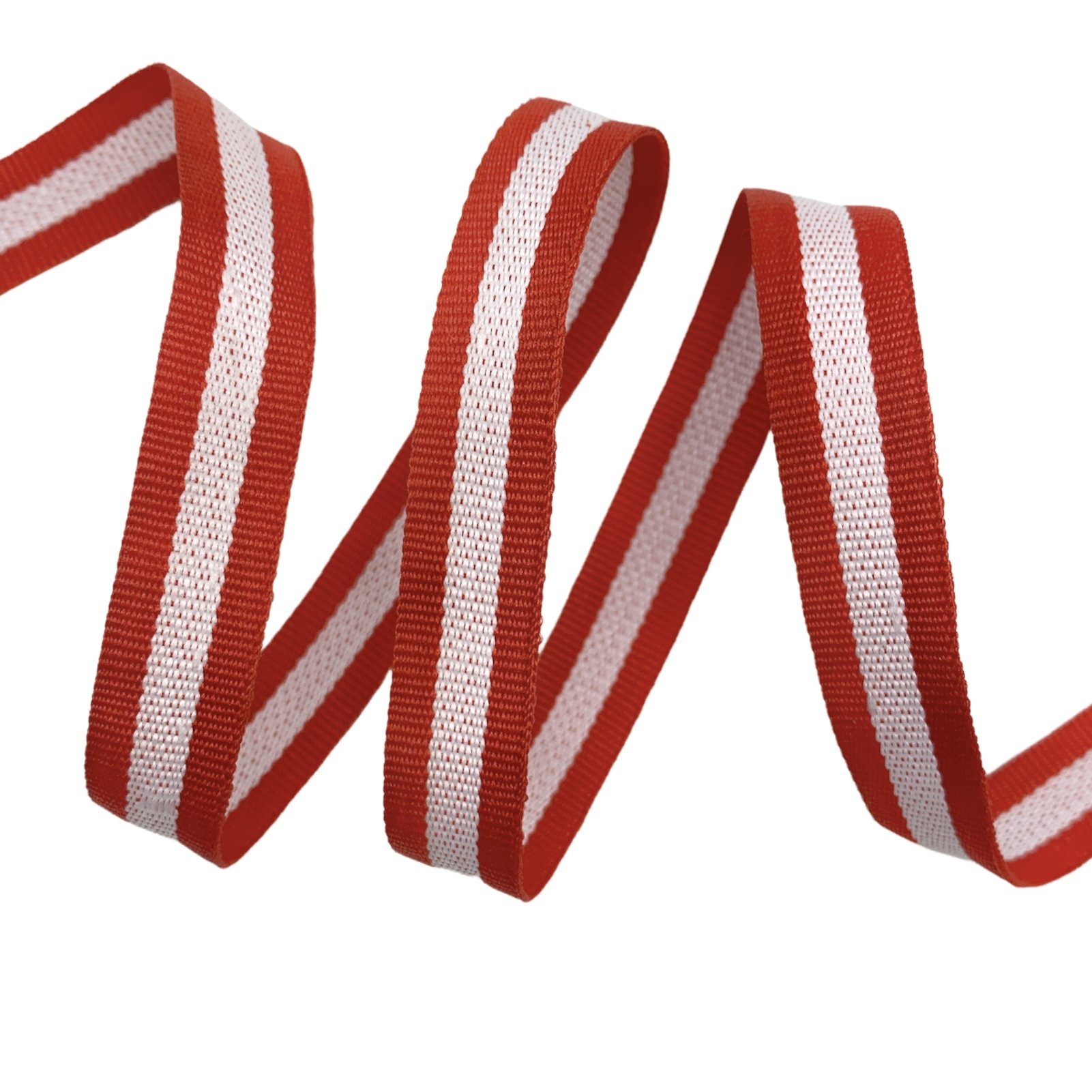 Fita Galão Gorgurão Bicolor BIC - 50 Metros - 15MM, Vermelho/Branco