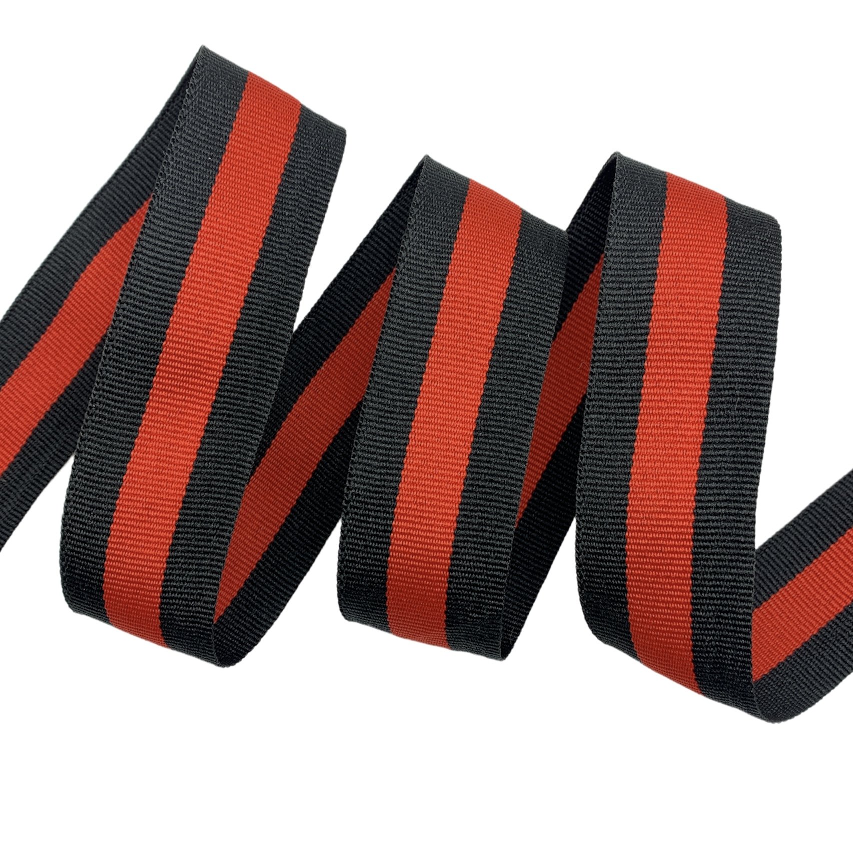 Fita Galão Gorgurão Bicolor BIC - 50 Metros - 30MM, Preto/Vermelho