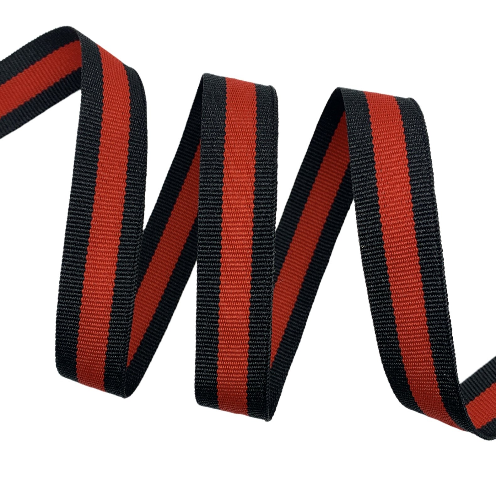 Fita Galão Gorgurão Bicolor BIC - 50 Metros - 20MM, Preto/Vermelho