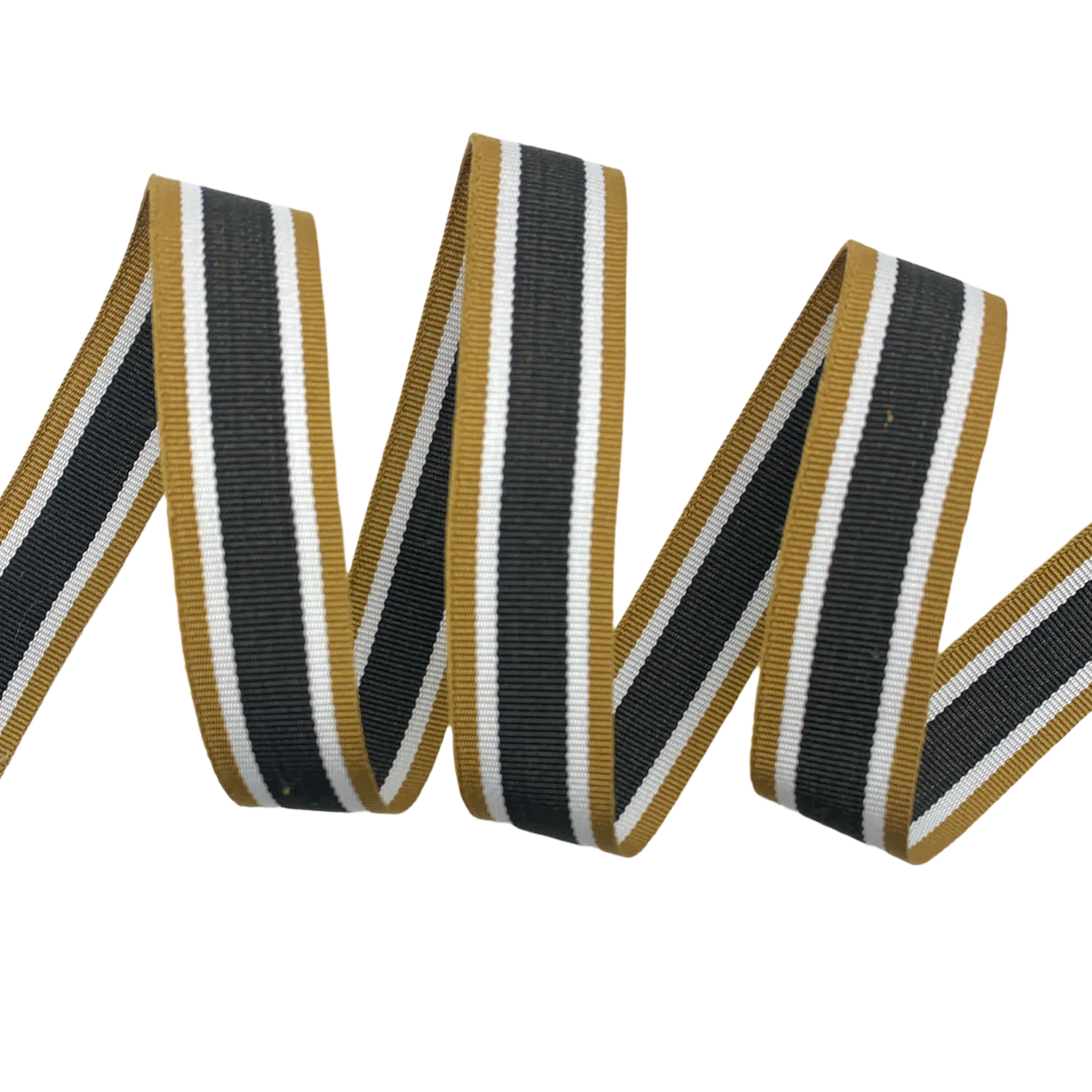 Fita Galão Listrada TRI2 - 20 Metros - 20MM, Caramelo/Branco/Preto