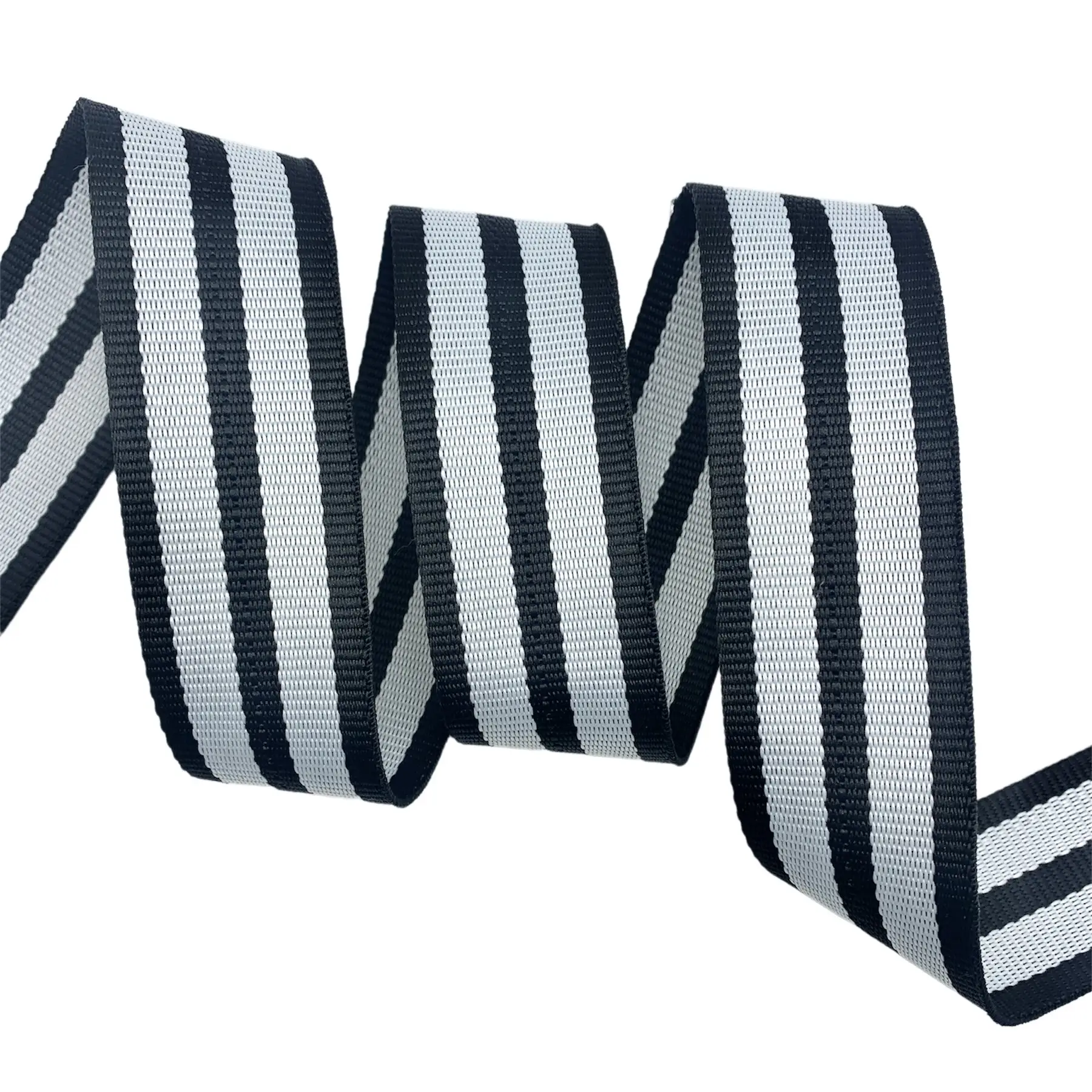 Alça Cadarço Chic Listrada AGBIA - 25 Metros - 40MM, Preto/Branco