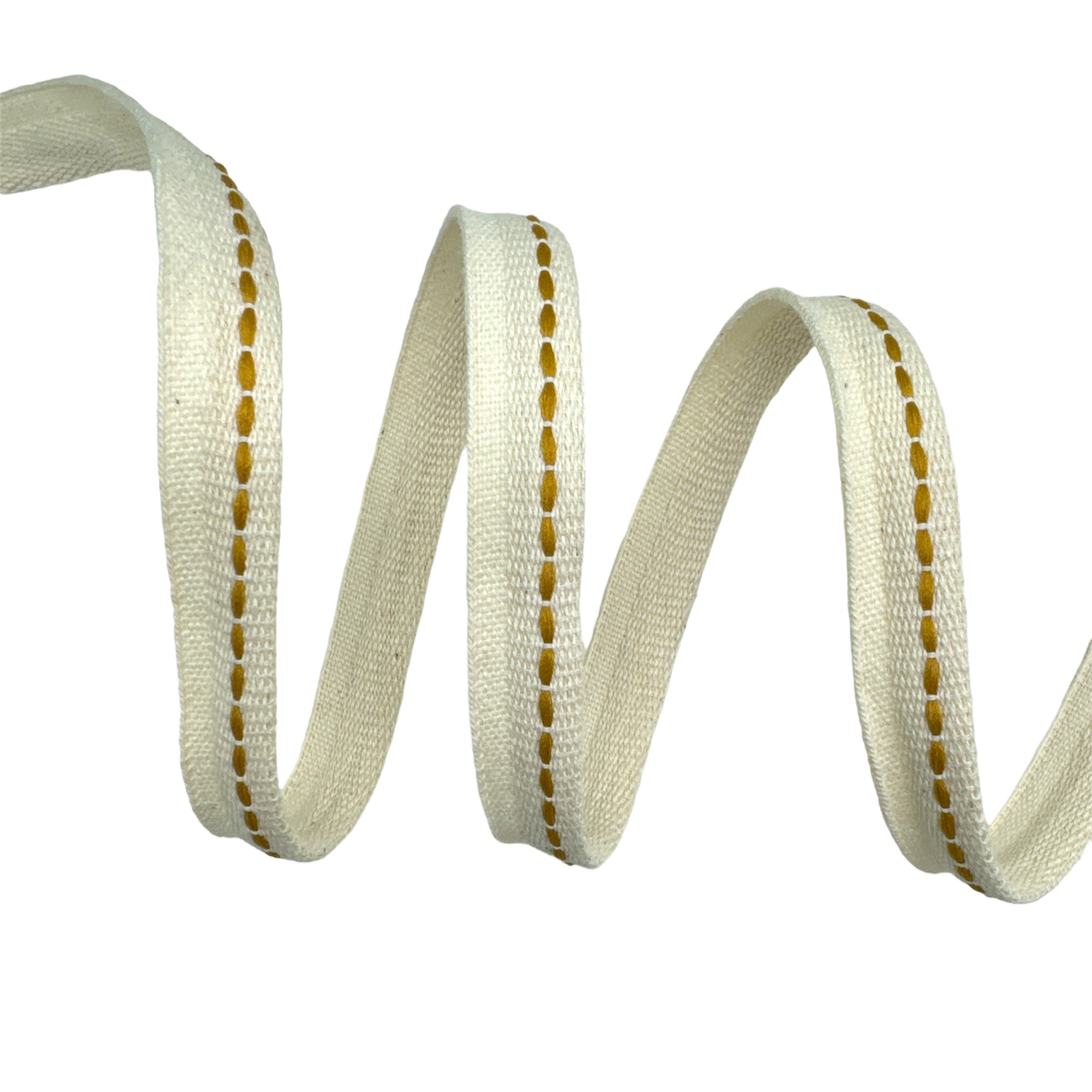 Vivo Algodão 13mm com Borda 8mm e Pesponto Poliéster VVA1FG8 - 50 Metros - 13MM, Cru/Mostarda