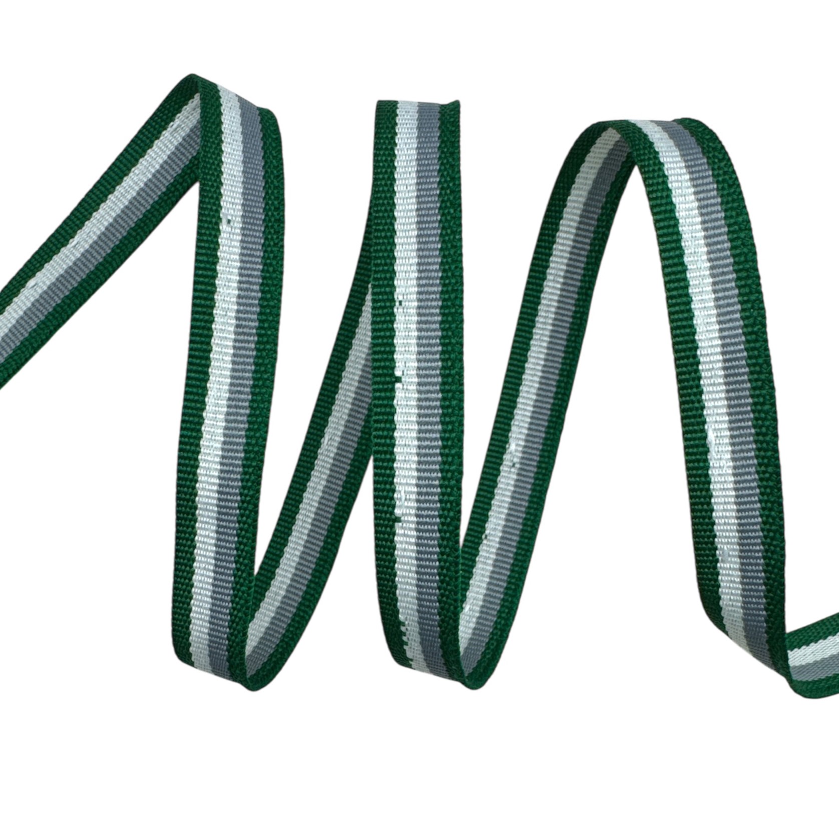 Galão Gorgurão Listrado TRI4 - 50 Metros - 10MM, Bandeira/CinzaMD/Branco