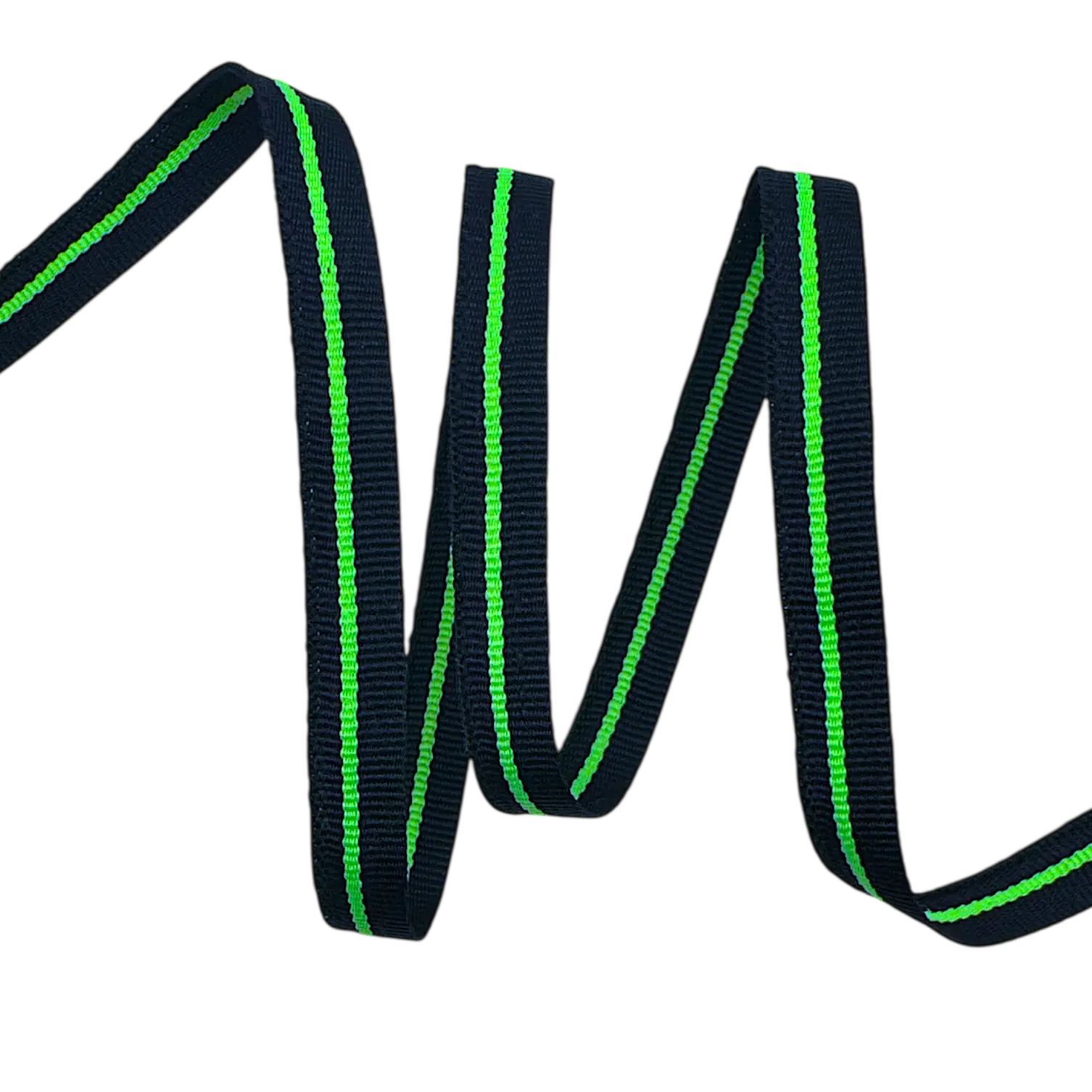 Fita Gorgurão Listrada Bicolor BIC15 - 50 Metros - 10MM, Preto/Limão