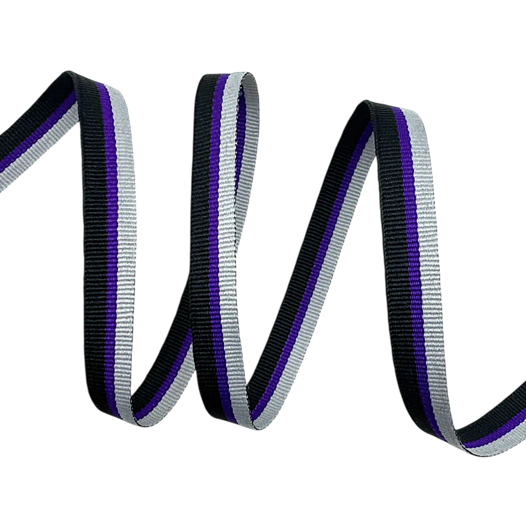 Galão Gorgurão Listrado TRI8 - 50 Metros - 10MM, Preto/Roxo/CinzaCl