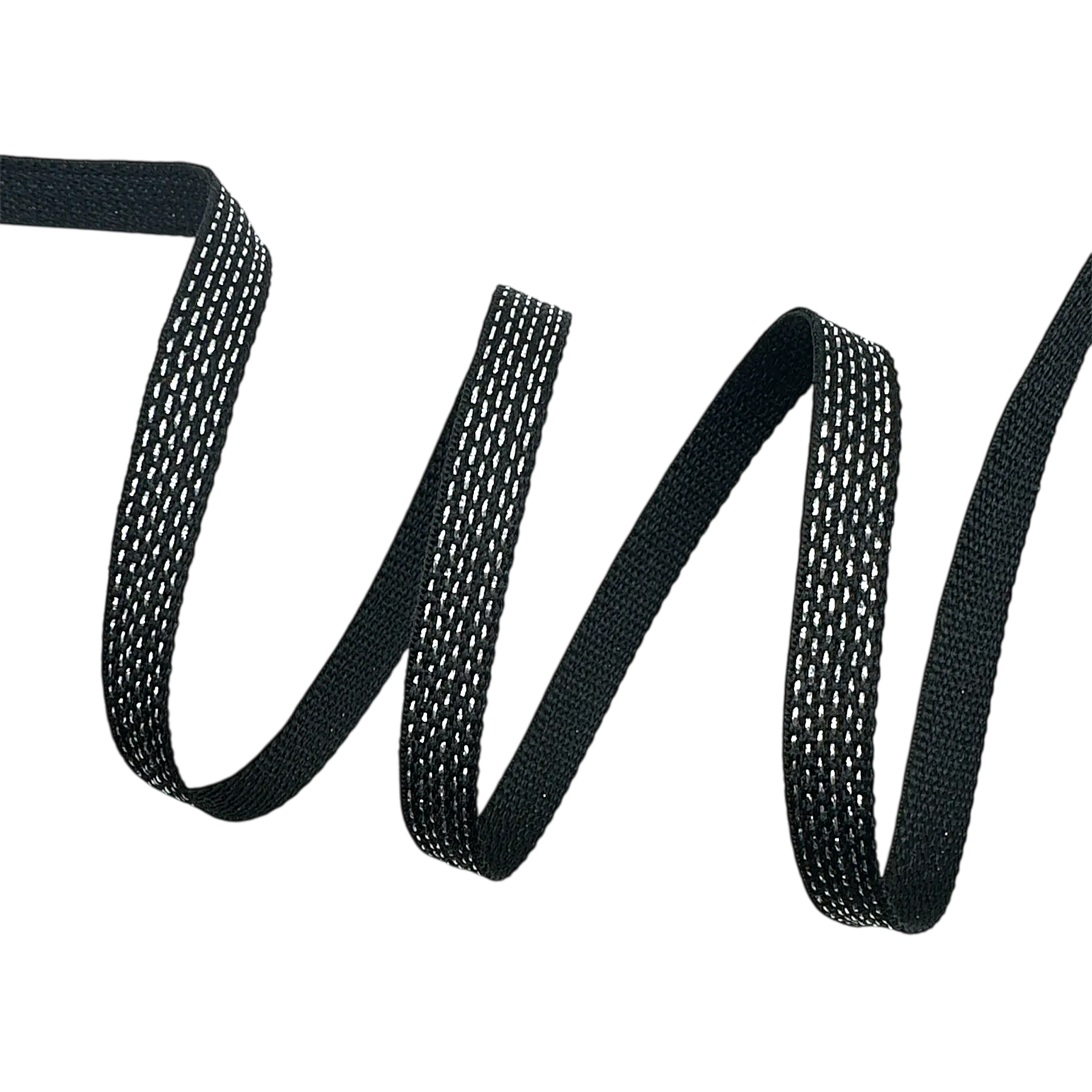 Fita Galão 6 Pespontos Metalizados GII6PM - 50 Metros - 09MM, Preto/Prata