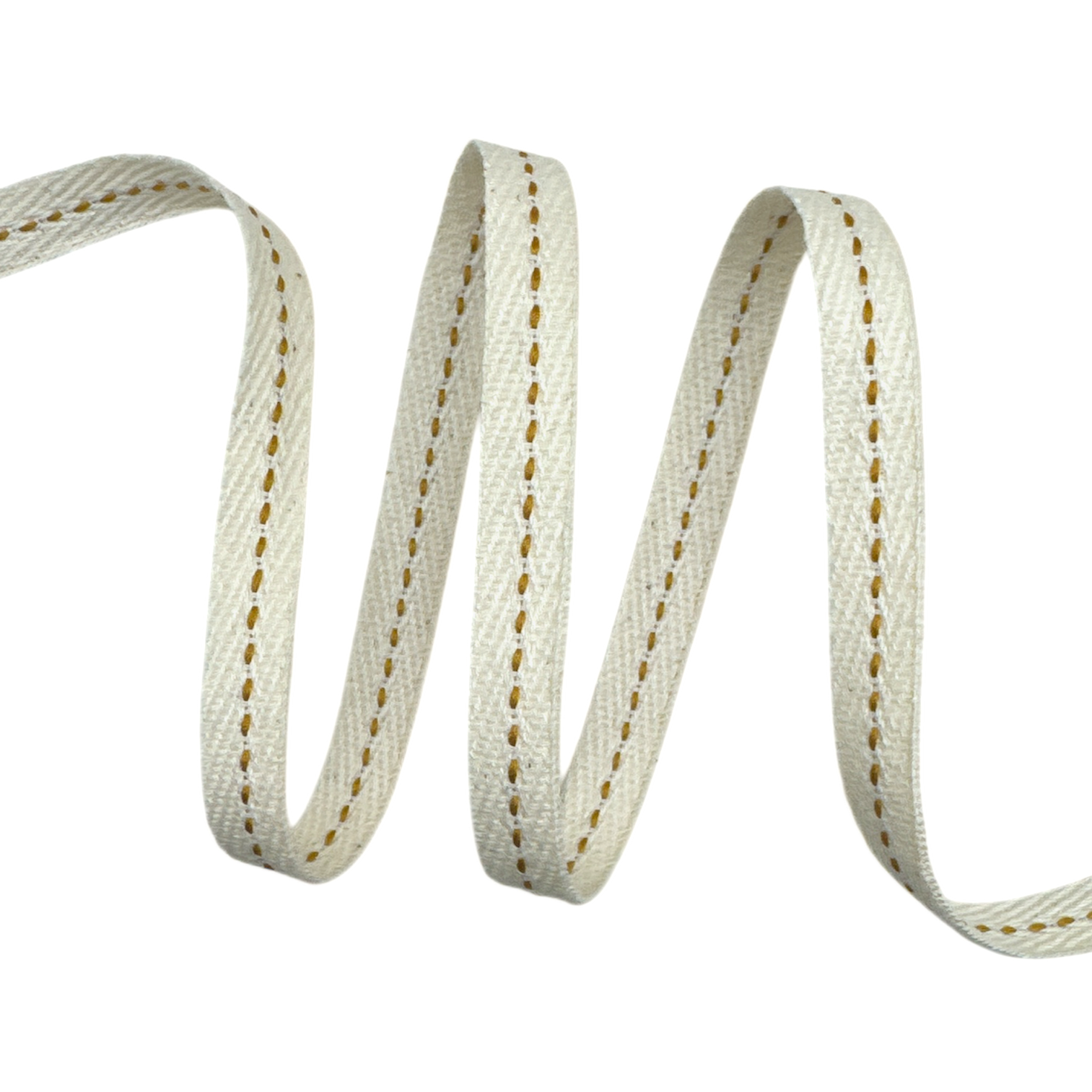 Cadarço Sarjado com Pesponto CAD1P - 50 metros - 10MM, Cru/Mostarda