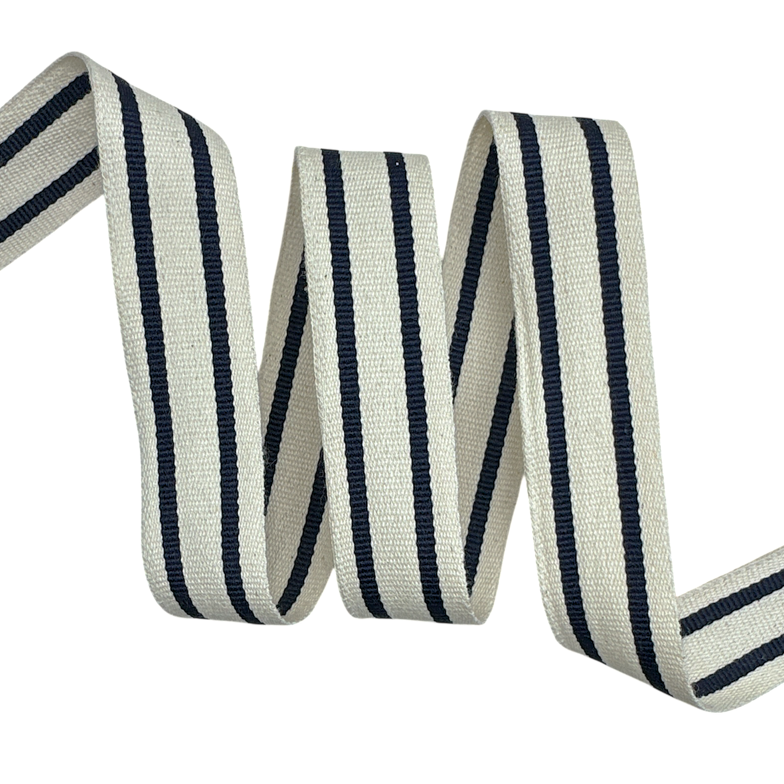 Fita Galão Listrada PABIA2 - 39 Metros - 25MM, Cru/Marinho