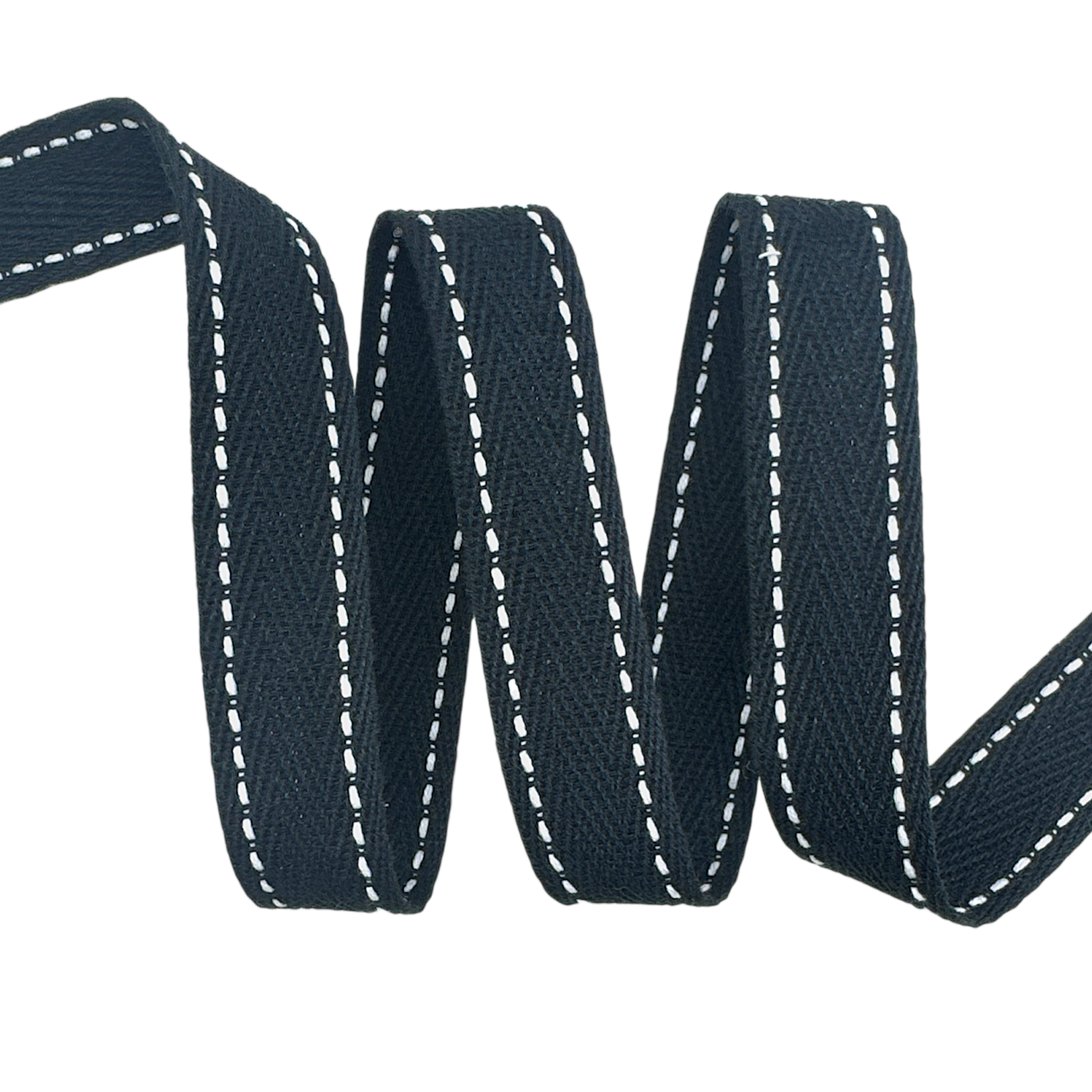 Cadarço Sarjado com Pesponto CAD2P - 25 Metros - 20MM, Preto/Branco