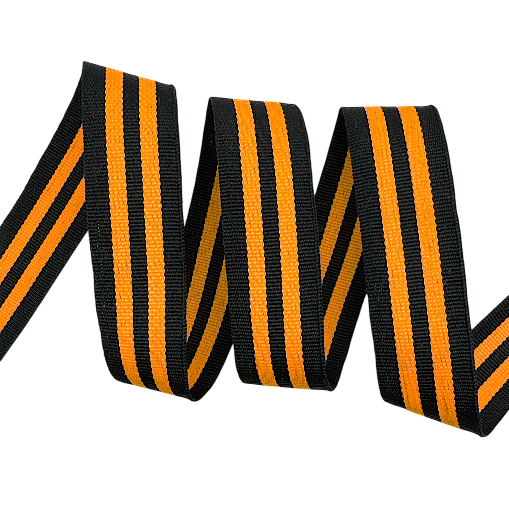 Fita Galão Listrada BIA - 28 Metros - 28MM, Preto/Laranja