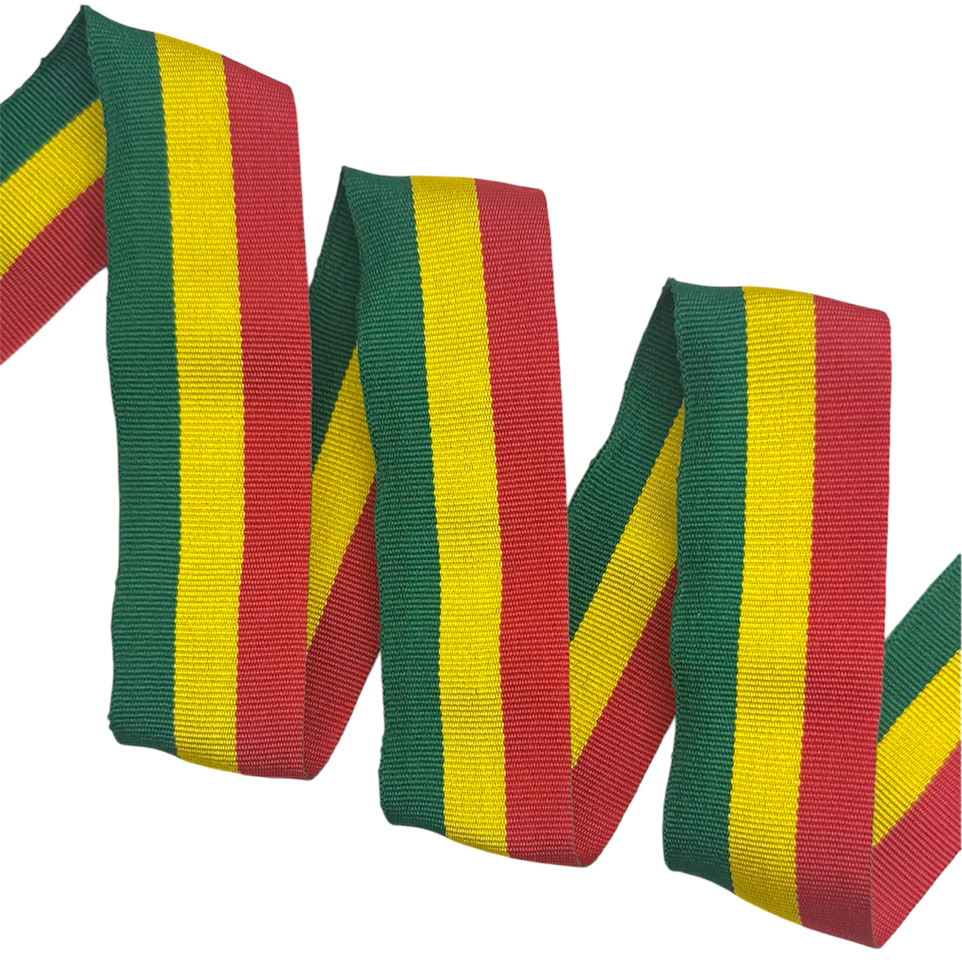 Fita Galão Listrada TRI - 44 Metros - 15MM, Bandeira/Ouro/Vermelho