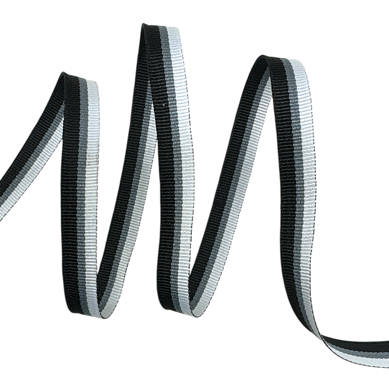 Fita Galão Listrada TRI8 - 37 Metros - 10MM, Preto/CinzaMD/Branco